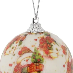 14-Piece Snowman Decoupage Christmas Ball Ornament Set, 2.25