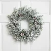 Pine Cones and Berries Flocked Pine Artificial Christmas Wreath - 20" - Unlit