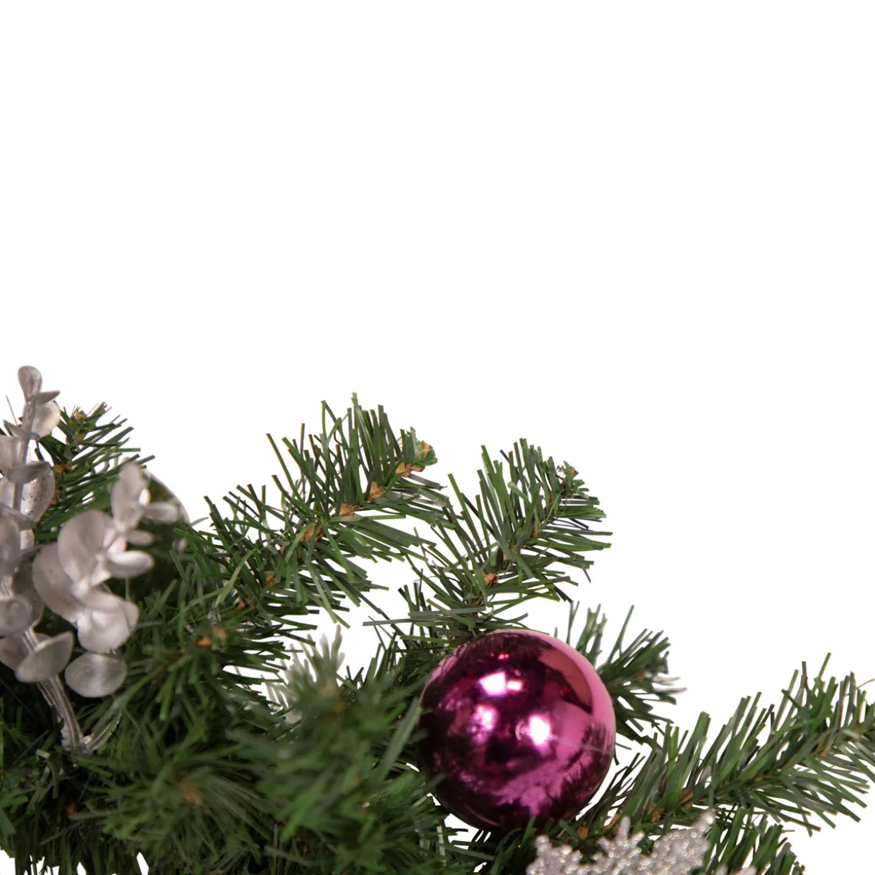 Pine Foliage Poinsettia and Snowflake Artificial Christmas Garland - 6' x 9" - Unlit