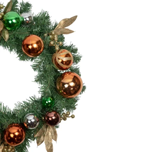 Pine Foliage with Ornaments Artificial Christmas Wreath - 24" - Unlit