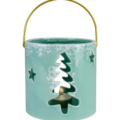 Pine Tree and Star Cutout Tea Light Christmas Candle Holder - 4.25