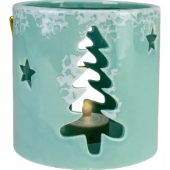 Pine Tree and Star Cutout Tea Light Christmas Candle Holder - 4.25