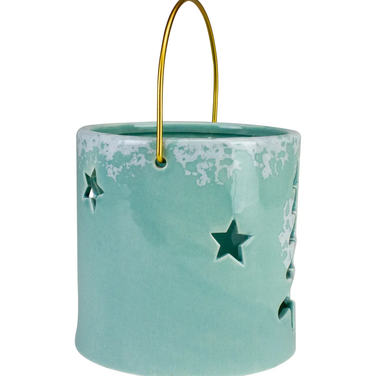 Pine Tree and Star Cutout Tea Light Christmas Candle Holder - 4.25" - Green