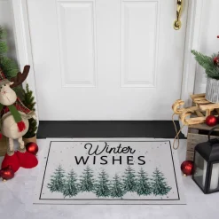 Pine Trees "Winter Wishes" Christmas Doormat 29" x 17"