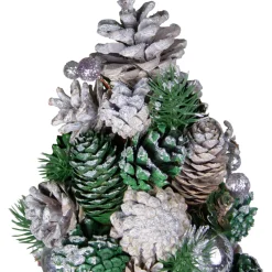 Pinecone and Ornaments Glitter Cone Christmas Tree - 18"