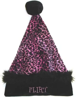 Pink and Black Leopard Unisex Adult Christmas Hat Costume Accessory - Medium