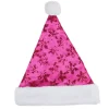 Pink and White Sequin Snowflake Santa Hat Unisex Adult Christmas Costume Accessory - Medium