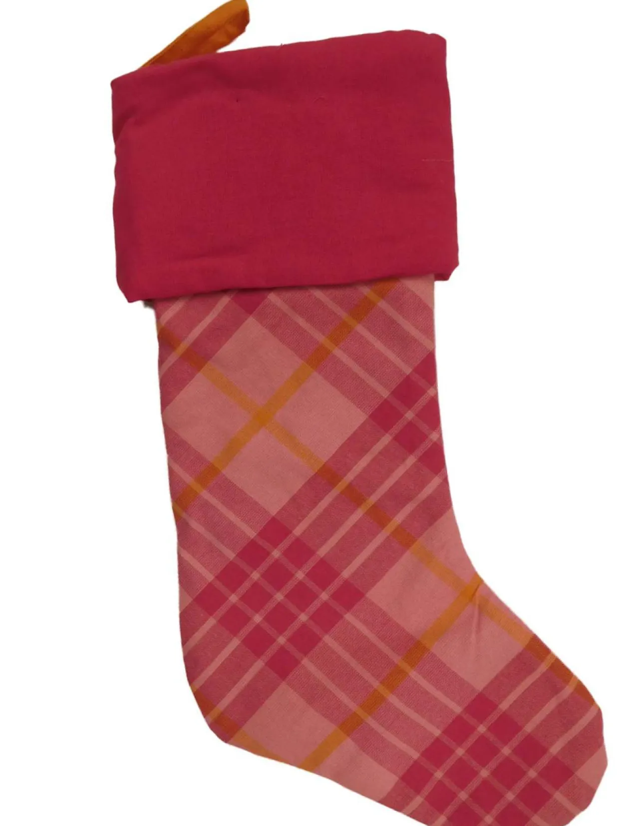 Pink Plaid Christmas Holiday Stocking