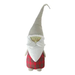 Plaid Blushing Santa Gnome Figure - 19" - Red and White