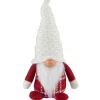 Plaid Boy Gnome Christmas Figurine - 9.5" - Red and White