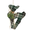 Plaid Deer with Pine Christmas Ornament - 7.75" - Green