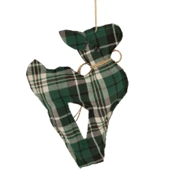 Plaid Deer with Pine Christmas Ornament - 7.75