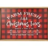 Plaid "Farm Fresh Christmas Trees" Framed Christmas Wall Sign - 18.75" x 13" - Red