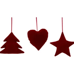 Plaid Heart, Tree and Star Christmas Ornaments - 5