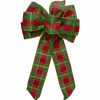 Plaid 6-Loop Christmas Bow Decoration - 9" x 14" - Red and Green