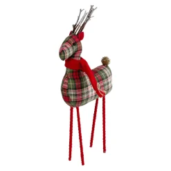 Plaid Standing Reindeer Christmas Figure - 16" - Red and Green