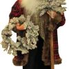 Plaid Standing Santa with Wreath & Alpine Tree Christmas Figure - 4'