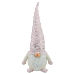 Plump Gnome with Embellished Hat Christmas Figure - 16" - Pink, Silver and Cream