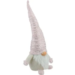 Plump Gnome with Embellished Hat Christmas Figure - 16" - Pink, Silver and Cream