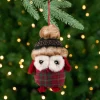 Plush Baby Owl in Plaid Christmas Ornament - 7"