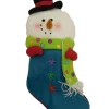 Plush Blue & White Glitter Felt Snowman Christmas Holiday Stocking Snow Man