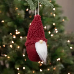 Plush Gnome Christmas Ornament - 7" - Burgundy