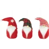 Plush Gnomes Christmas Ornaments with Striped, Plaid and Snowflake Hats - 4.5"