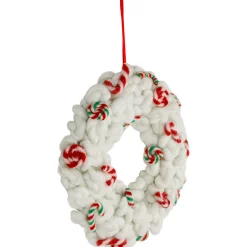 Plush Peppermint and Candy Canes Christmas Wreath Decoration - 13