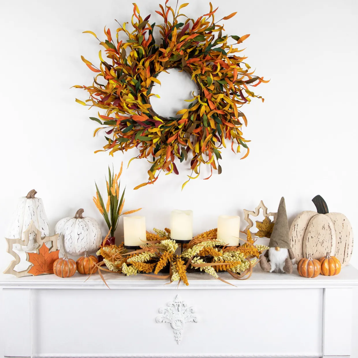 Plush Sitting Gnome with Corduroy Hat Christmas Figure - 10" - Brown and White