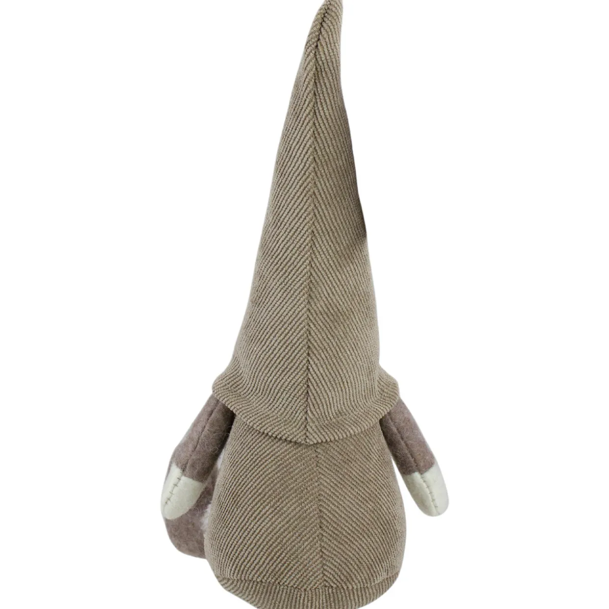 Plush Sitting Gnome with Corduroy Hat Christmas Figure - 10" - Brown and White