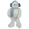 Plush Sitting Yeti with Earmuffs Christmas Figure - 18" - White and Blue