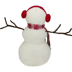 Plush Snowman with Button Snowflakes and Earmuffs Christmas Decoration - 21.5