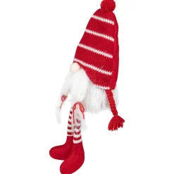 Plush Striped Sitting Christmas Gnome Figure - 18