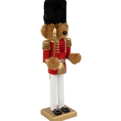 Plush Teddy Bear Soldier Christmas Nutcracker - 14" - Red and Gold