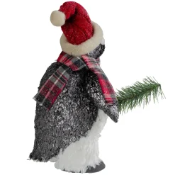 Plush Winter Penguin with Pine Branch Christmas Figure - 13