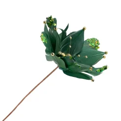 Poinsettia with Feather Petals Artificial Christmas Pick - 13.75