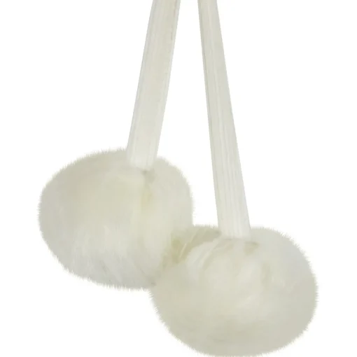 Polar Bear Faux Fur Christmas Stocking with Pom Poms - 20.5" - White