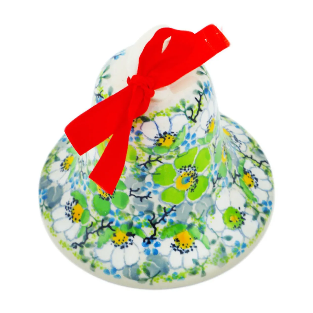 Polmedia Polish Pottery Bell Ornament 4" Spearmint Fresh