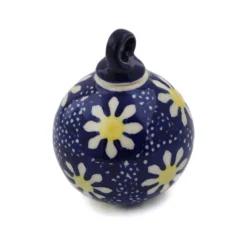 Polmedia Polish Pottery Christmas Ball Ornament 3" Daisy