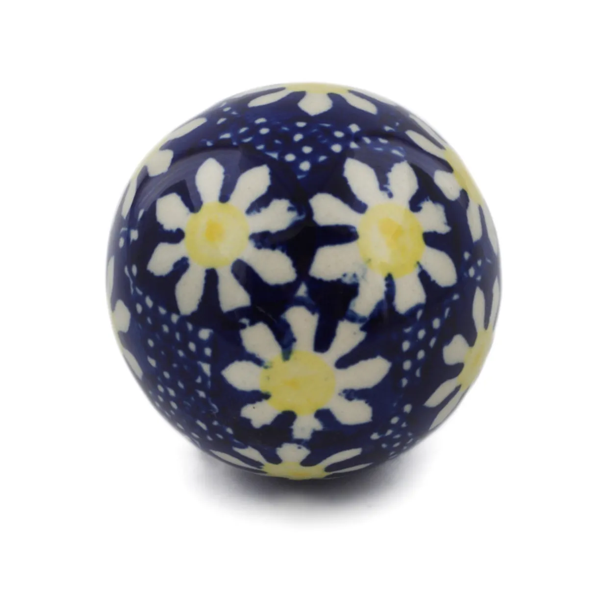 Polmedia Polish Pottery Christmas Ball Ornament 3" Daisy