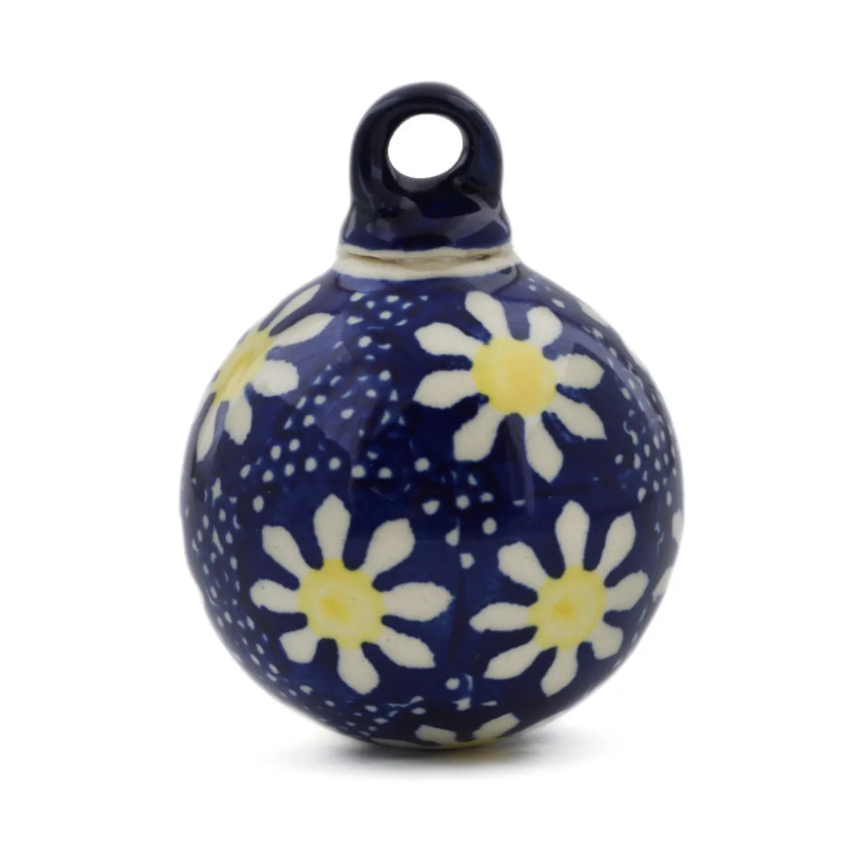 Polmedia Polish Pottery Christmas Ball Ornament 3" Daisy
