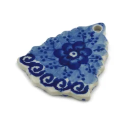 Polmedia Polish Pottery Christmas Tree Pendant 3" Dancing Blue Poppies