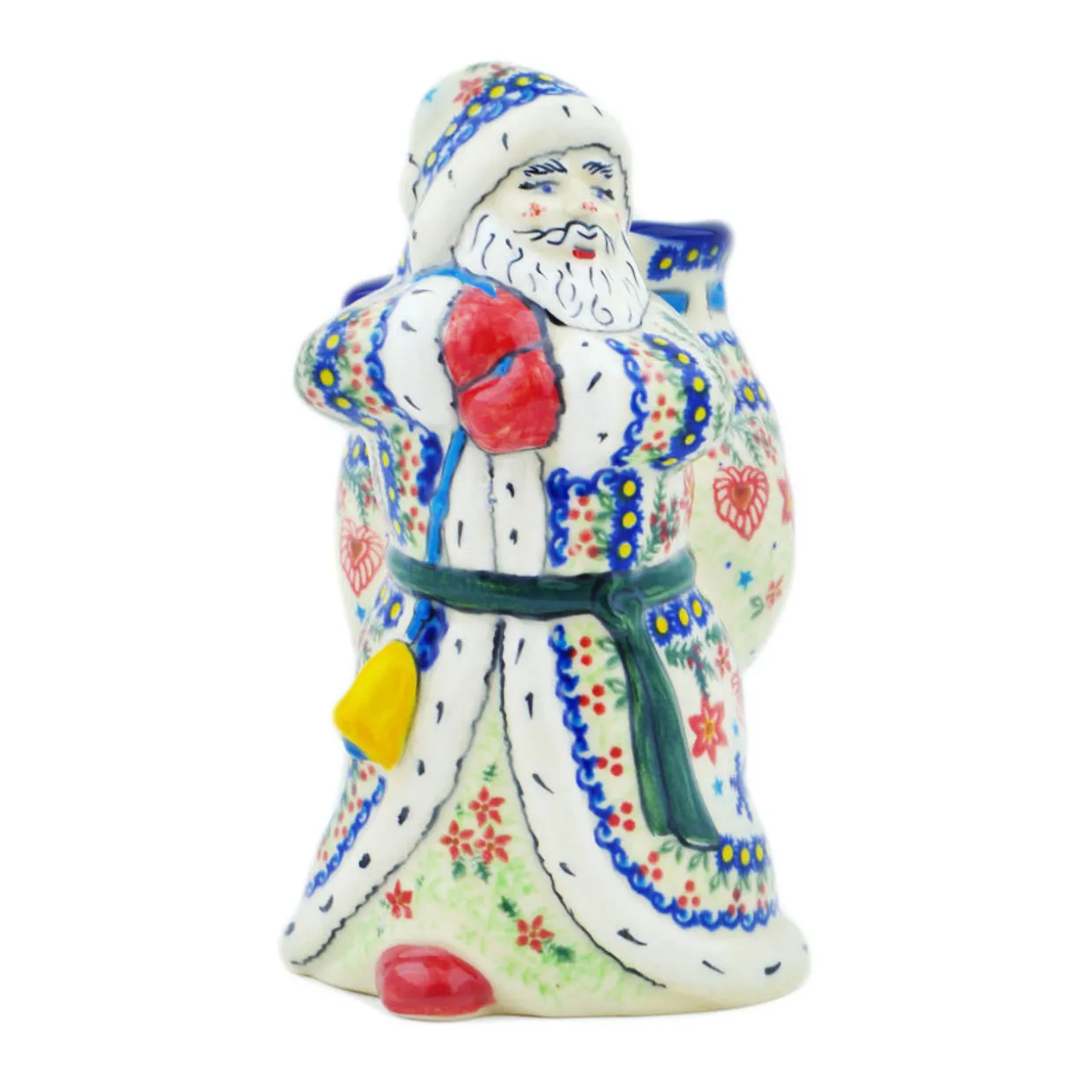 Polmedia Polish Pottery Santa Shaped Jar 9" Holiday Cheer