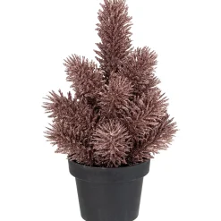 Potted Glittered Artificial Pine Christmas Tree - 8.5" - Rose Gold - Unlit