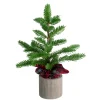 Potted Pine Medium Artificial Christmas Tree with Plaid Skirt - 1.3' - Unlit