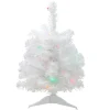 Pre-Lit Artificial Christmas Tree -18" - White - Multicolor Lights