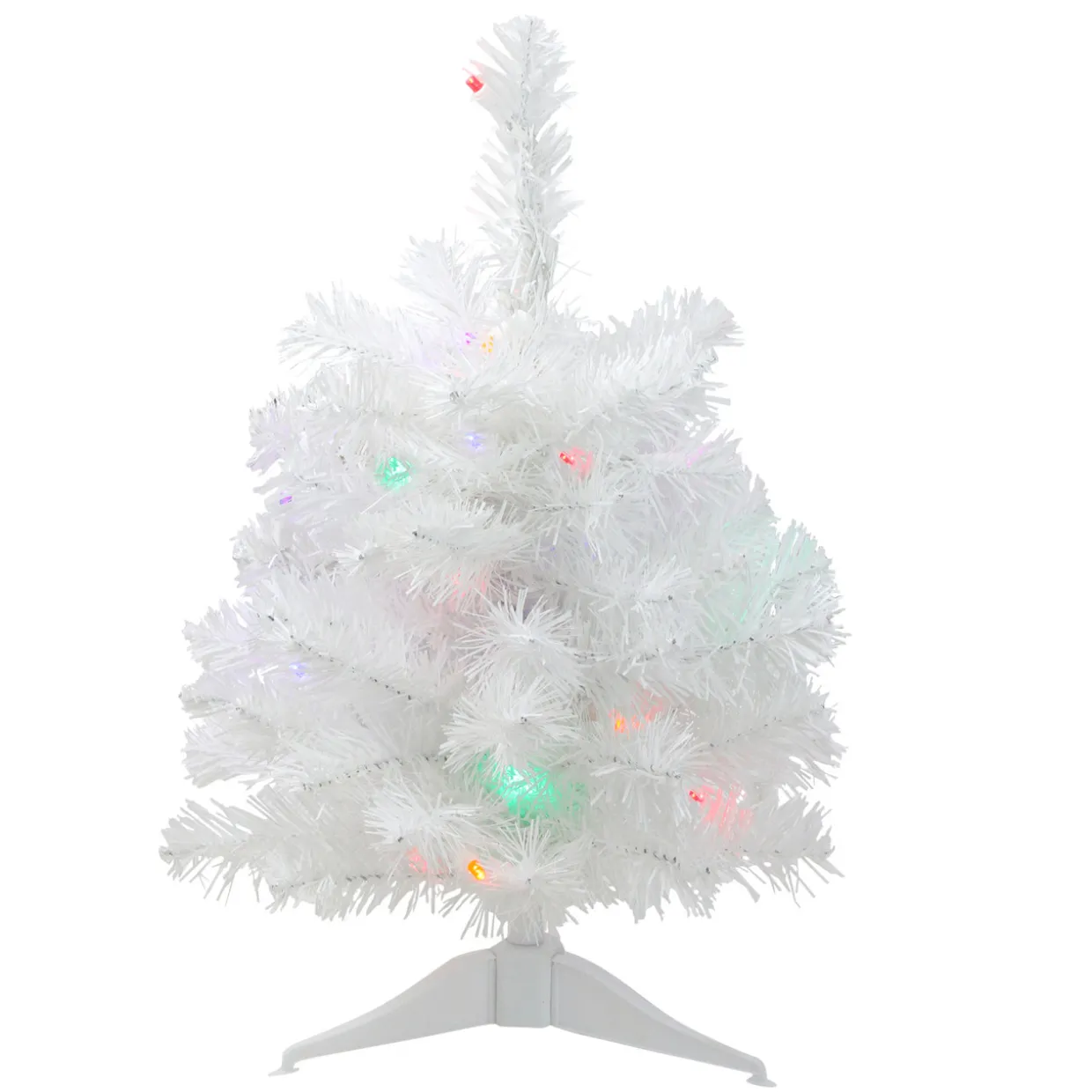 Pre-Lit Artificial Christmas Tree -18" - White - Multicolor Lights