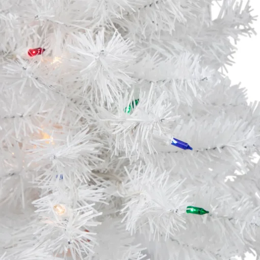 Pre-Lit Artificial Christmas Tree - 18" - White - Multicolor Lights