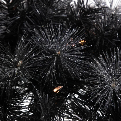 Pre-Lit Battery Operated Black Bristle Christmas Wreath - 36" - Warm White LED Lights