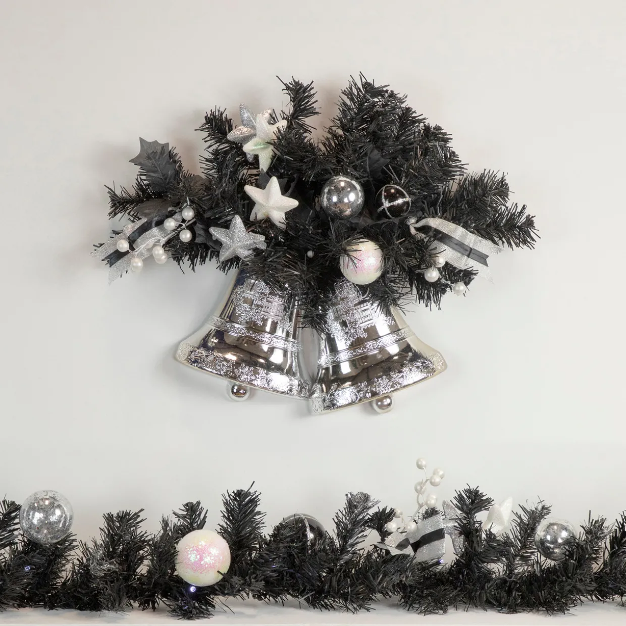 Pre-Lit Battery Operated Black Pine Artificial Christmas Garland - 6' x 10" - Cool White LED Lights
